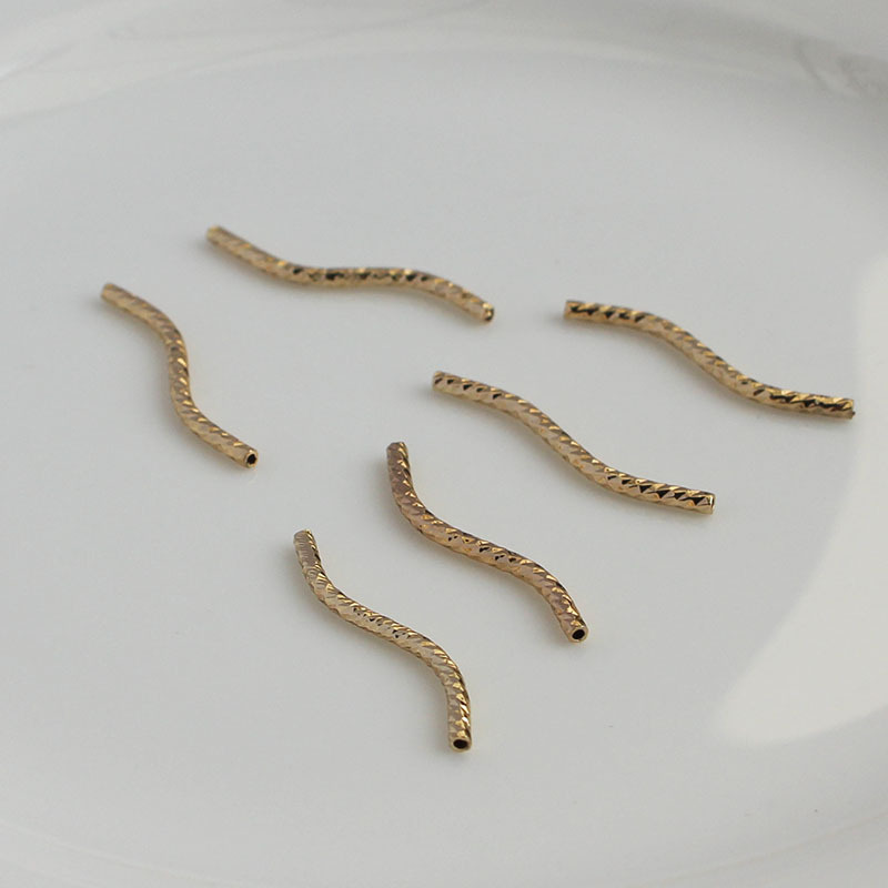 工厂定制14K包金珠保色s管DIY手链批花管子保色s管珠手链 批发|ru