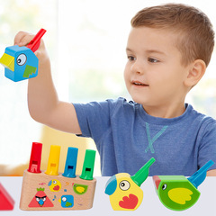 Factory Wholesale Creative Wooden Children Cartoon Bird Whistle Orff Music Instrument Toy Infant Early Education Intelligent