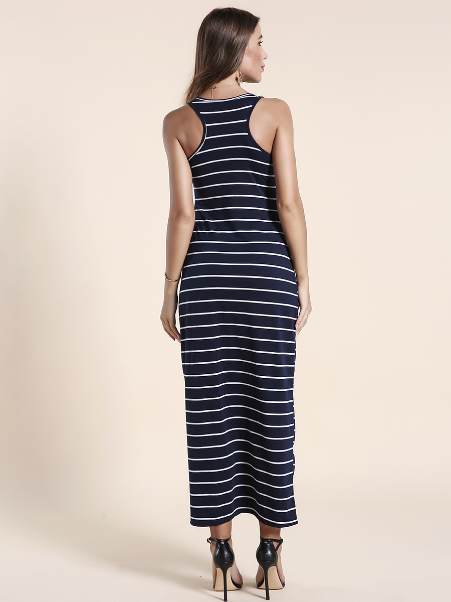 striped sleeveless fashionable sexy beach dress  NSOY30914