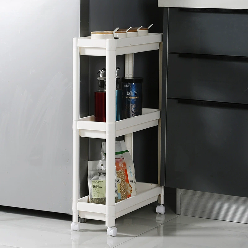 Multi -functional simple kitchen shelf, multi -layer plastic housing pulp wheel, mobile bathroom storage shelf bedroom house