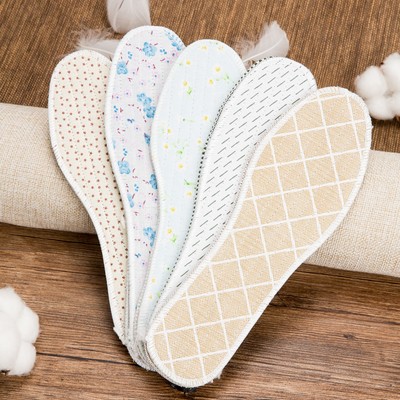 足怡康廠家多款式防臭小花布加厚藥物清新蘭花香薰鞋墊吸汗男女