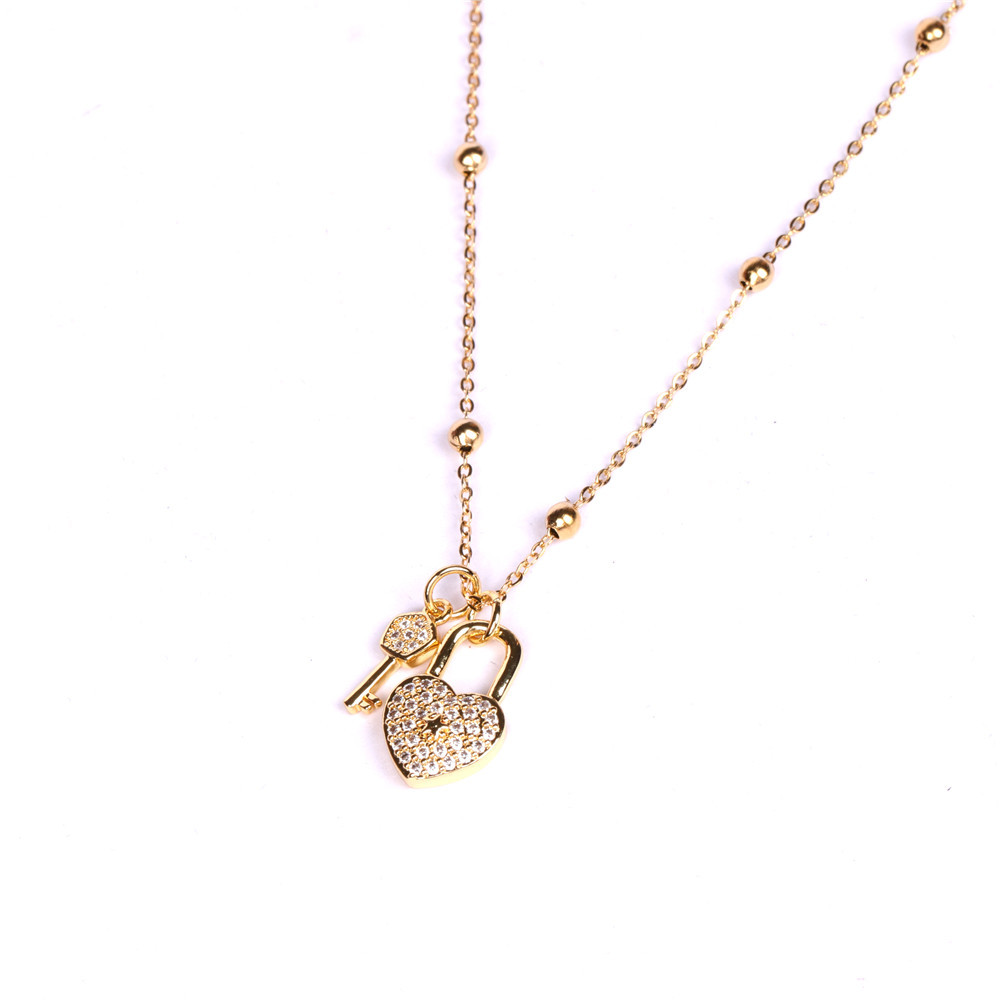 Fashion Heart-shaped Lock Key Creative Pendant Necklace display picture 3