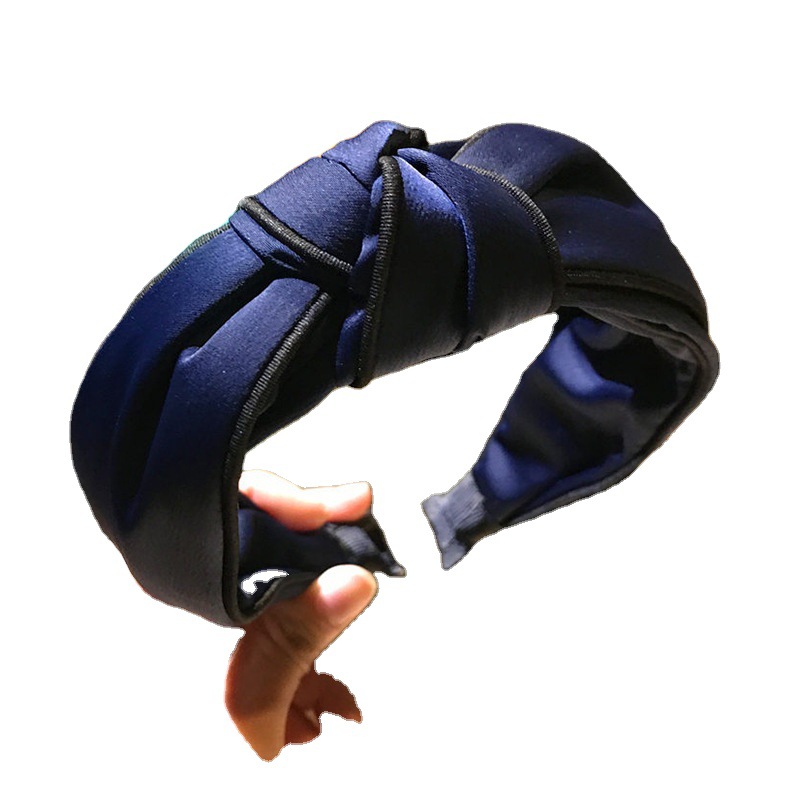 Korean Style Wide-Brimmed Knotted Headband, Retro Simple Fabric Headband, Pressed Hair, Solid Color Headband, Adult Hair Accessories, Drop Shipping