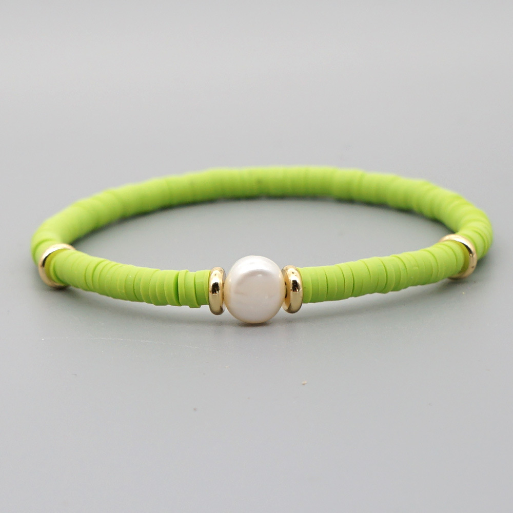 Fashion Bohemian Beach Style Natural Baroque Pearl Color Soft Ceramic Letter Bracelet For Women display picture 41