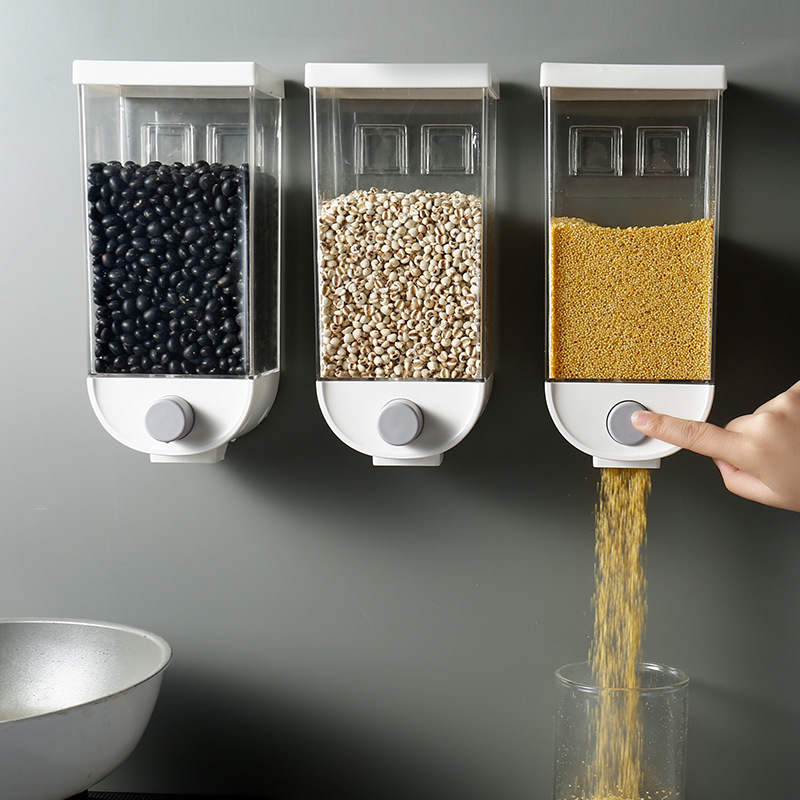Kitchen sealed can transparent plastic grain storage tank rice bean cereal filling machine wall-mounted storage box