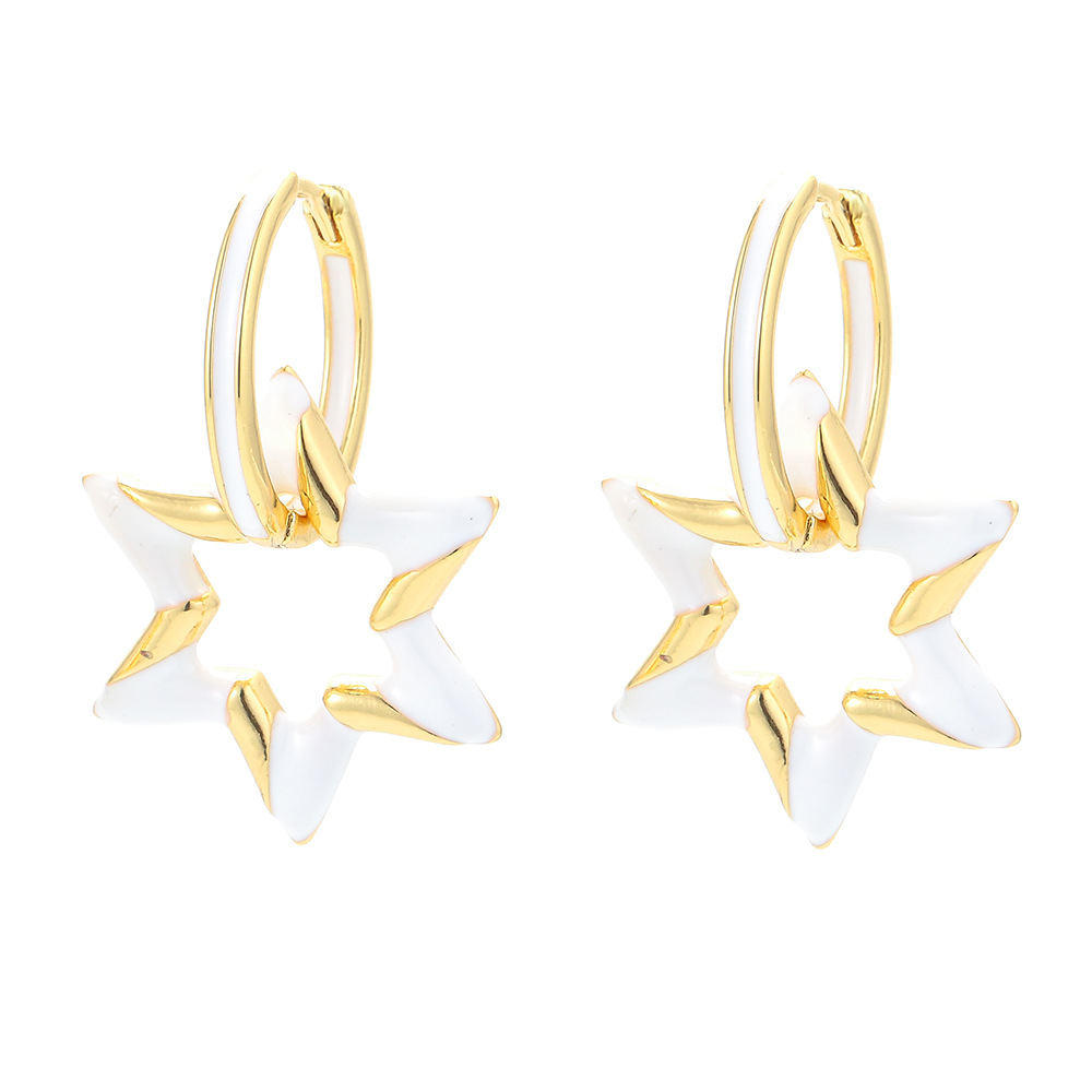 Fashion Oil Drop Color Geometric Star Copper Earrings display picture 4