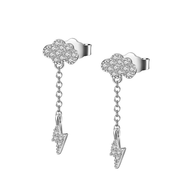 S925 Aretes De Circonitas Con Microincrustaciones Europeas Y Americanas Con Aguja De Plata Para Mujer display picture 2