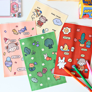 Flower ink paper storage bag cartoon forest style Girl mini paper bag decoration props