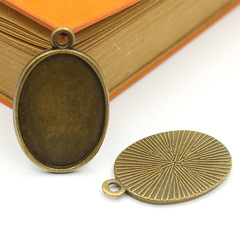 Single-Hole Single-Side Elliptical Alloy Base Charm Necklace Earring Time Gem Alloy Frame DIY Jewelry Accessories