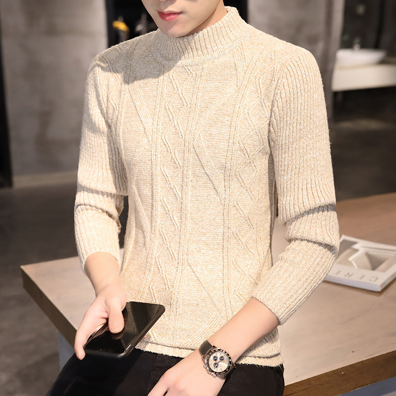 男士半高领韩版帅气青年休闲针织毛衣2020秋季新款简约风毛衫|ms