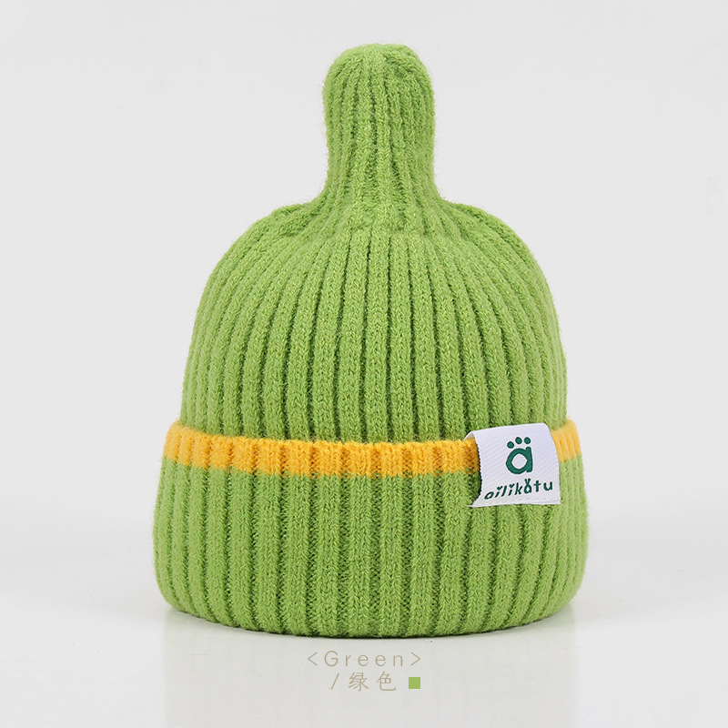 Children's Knitted Hat Contrast Color Stitching Woolen Hat display picture 9