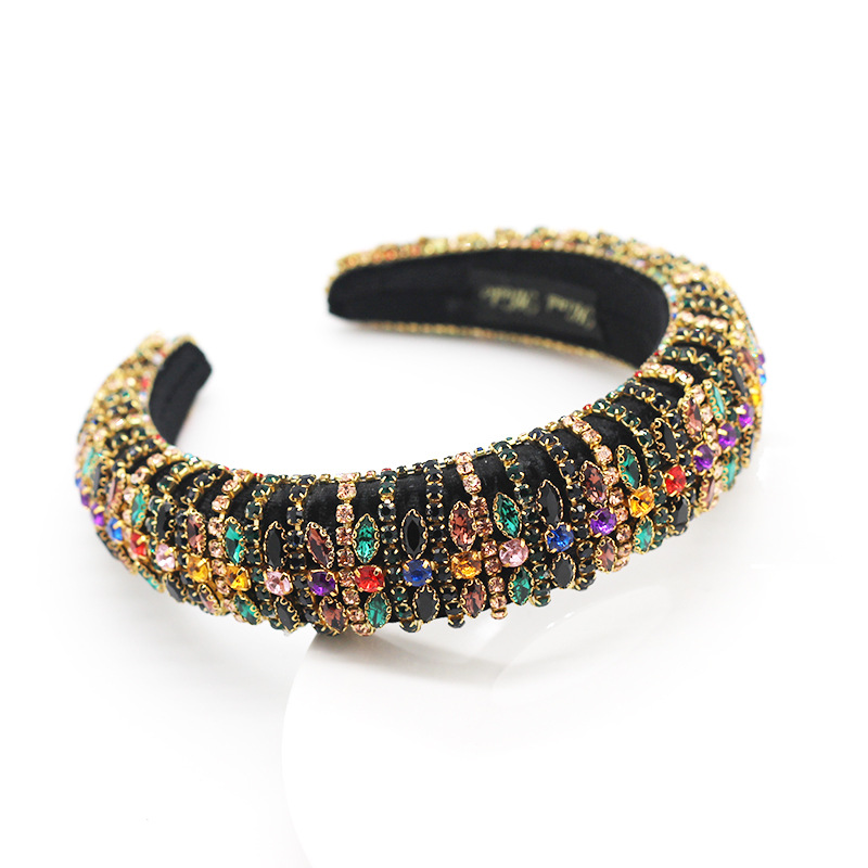 Nouveau Style Baroque Mode Éponge Couleur Strass Bandeau De Bal Passerelle Femmes Accessoires De Cheveux En Gros Nihaojewelry display picture 6