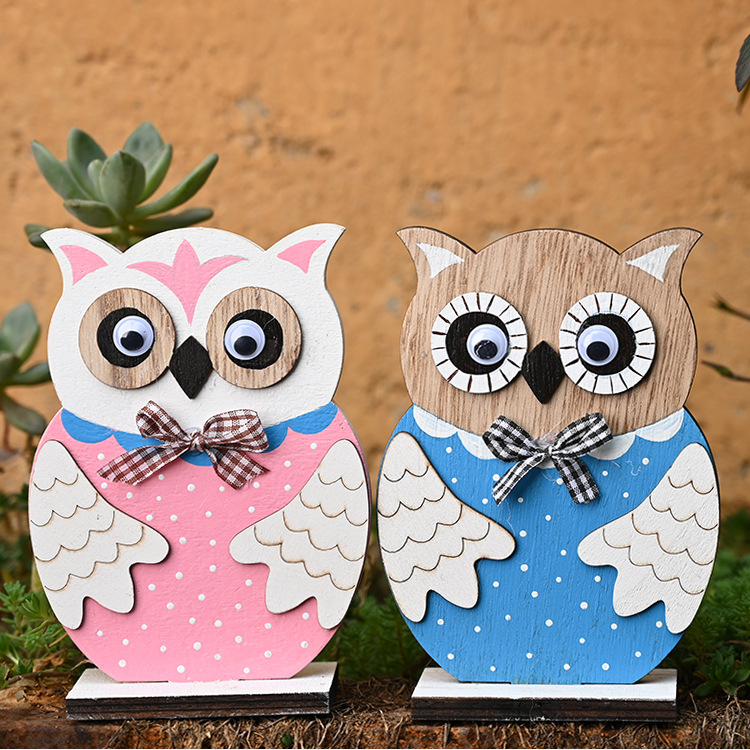 Easter Wooden Color Owl Wooden Decoration display picture 1