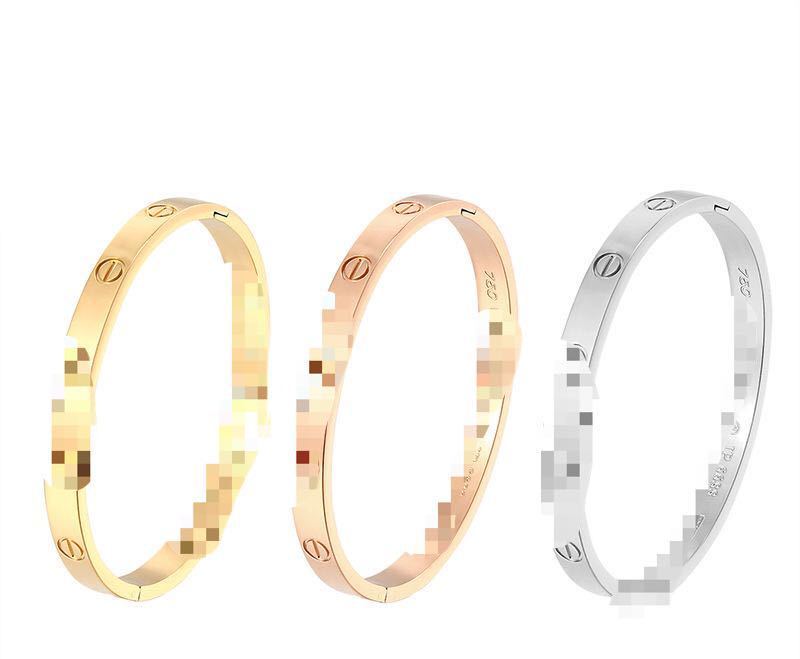 卡家卡扣雕刻logo手镯 18K玫瑰金钛鋼鑽石永恒之環love手镯不褪色