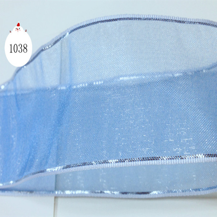 包邮38MM跨境新品铁丝边雪纱织带 礼品礼盒糖果篮花盆装饰丝带