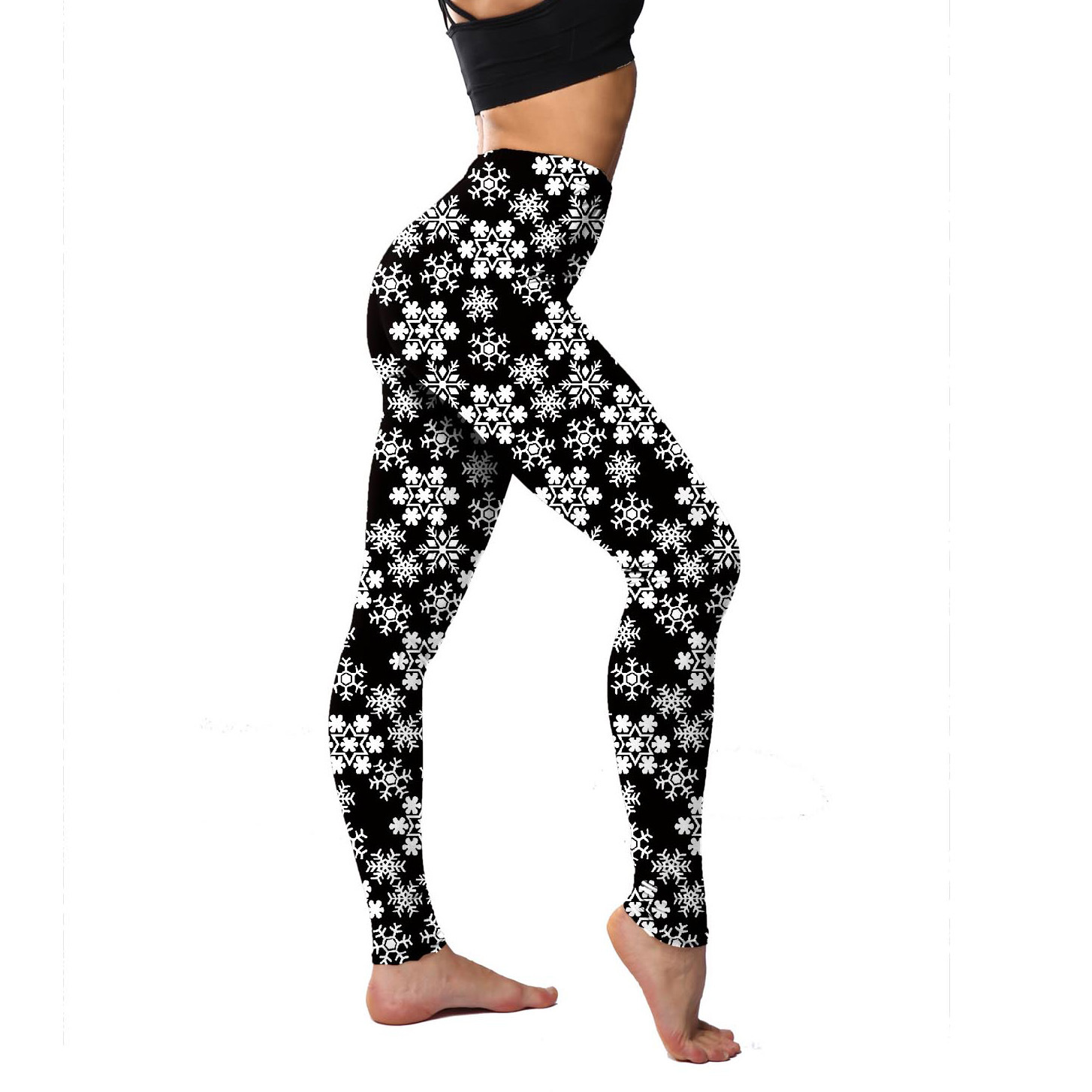 182g Weight Ankle-Length Pants Length Spandex, Polyester Fabric Type High Waist Waist Line Leggings Pants Type Stretchy Elasticity Daily Occasion Breathable Function Skinny Fit Type Christmas Festival Snowflake Pattern Winter, Autumn Season Women'S Gender Simple Style Style Women'S Daily Simple Style Snowflake Ankle-Length Leggings 16