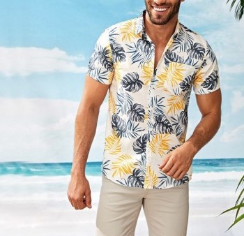 Men's Leaf Print Hawaiian Shirt
