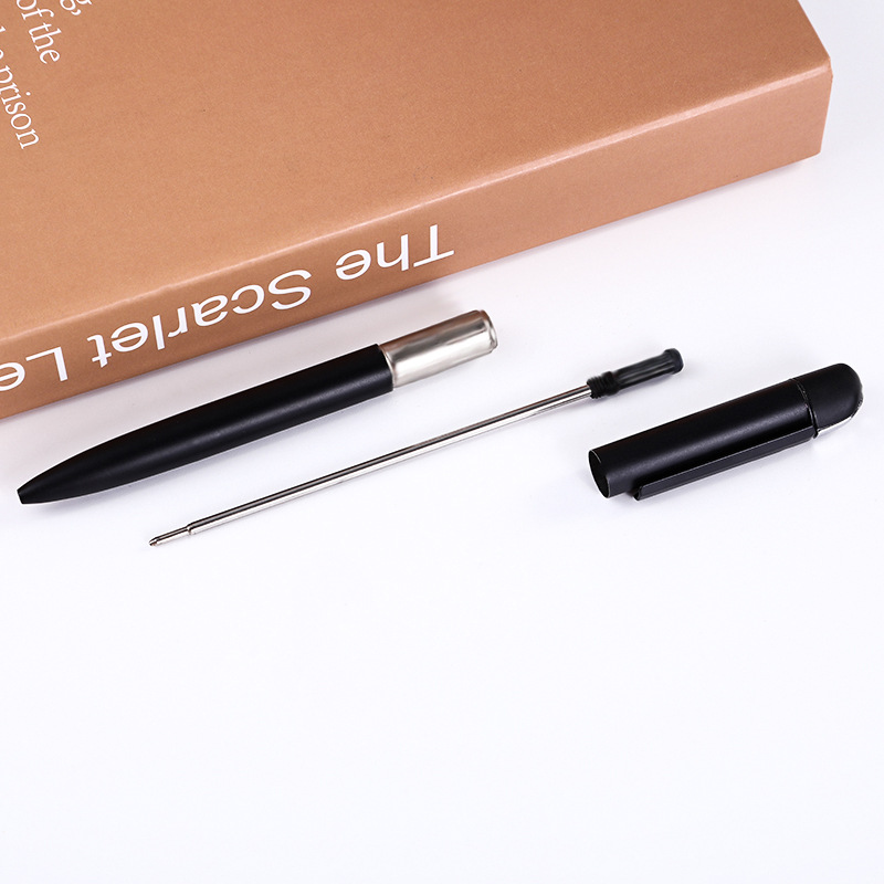 Suministro directo de fábrica negro esmerilado bolígrafo mate negro metal pluma personalizada negocio medio aceite pluma publicidad regalo pluma