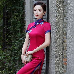Cheongsam Chinese dresses qipao Chinese style elegant sexy middle-aged women mothers Western style cheongsam plus size