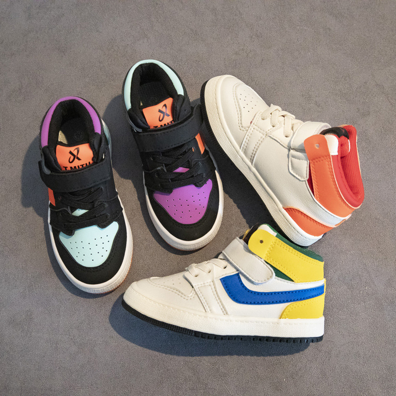 湯迷兔2020男女童秋冬季新款兒童運動鞋大小童百搭休閑高幫板鞋潮