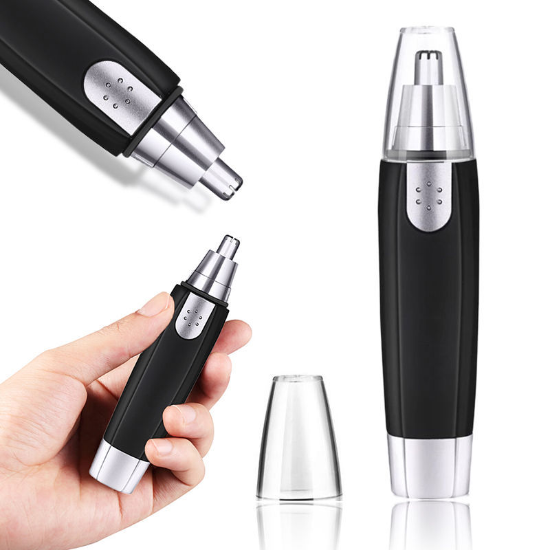 Cortapelos para orejas y nariz para hombres con sistema de limpieza al vacío, motor potente y cuchillas de doble filo para un corte más suave, (negro)