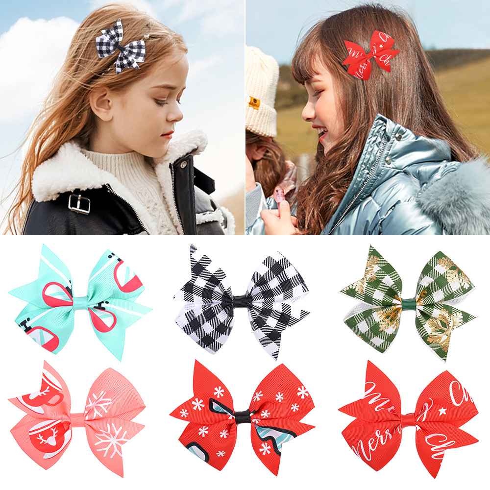 New Children's Plaid Hairpin Cute Baby Bow Hairpin display picture 7