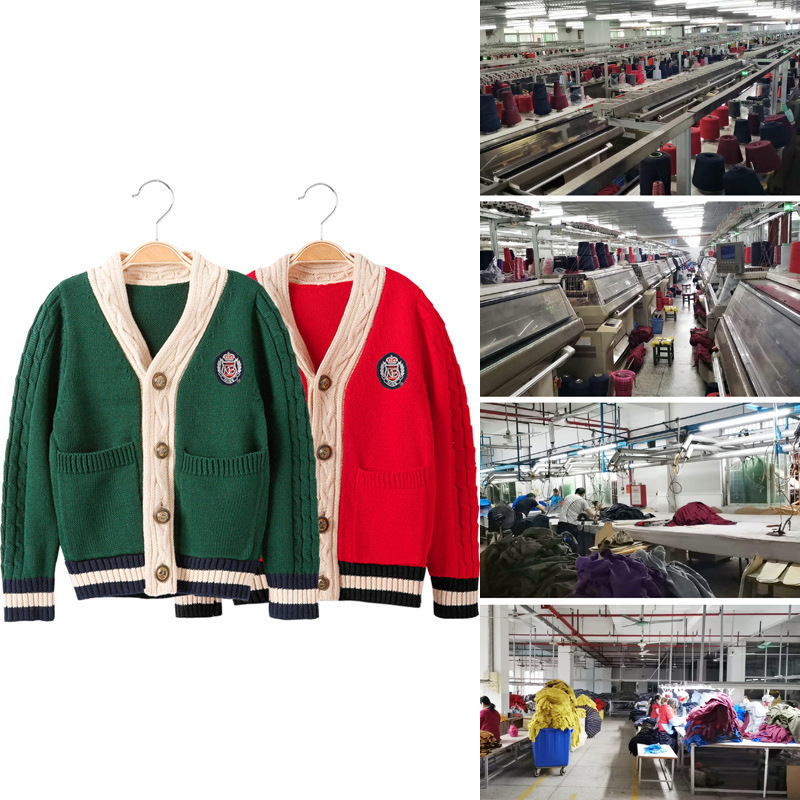 children Chorus costume sweater machining customized Cardigan Class clothes Spring and autumn payment Solid British style Long sleeve Sweater