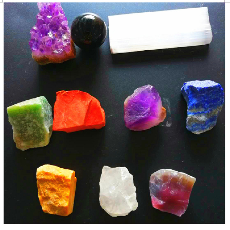 七轮能量晶石收藏~天然水晶半宝石 七脉轮瑜伽原矿石套装礼盒 图 7