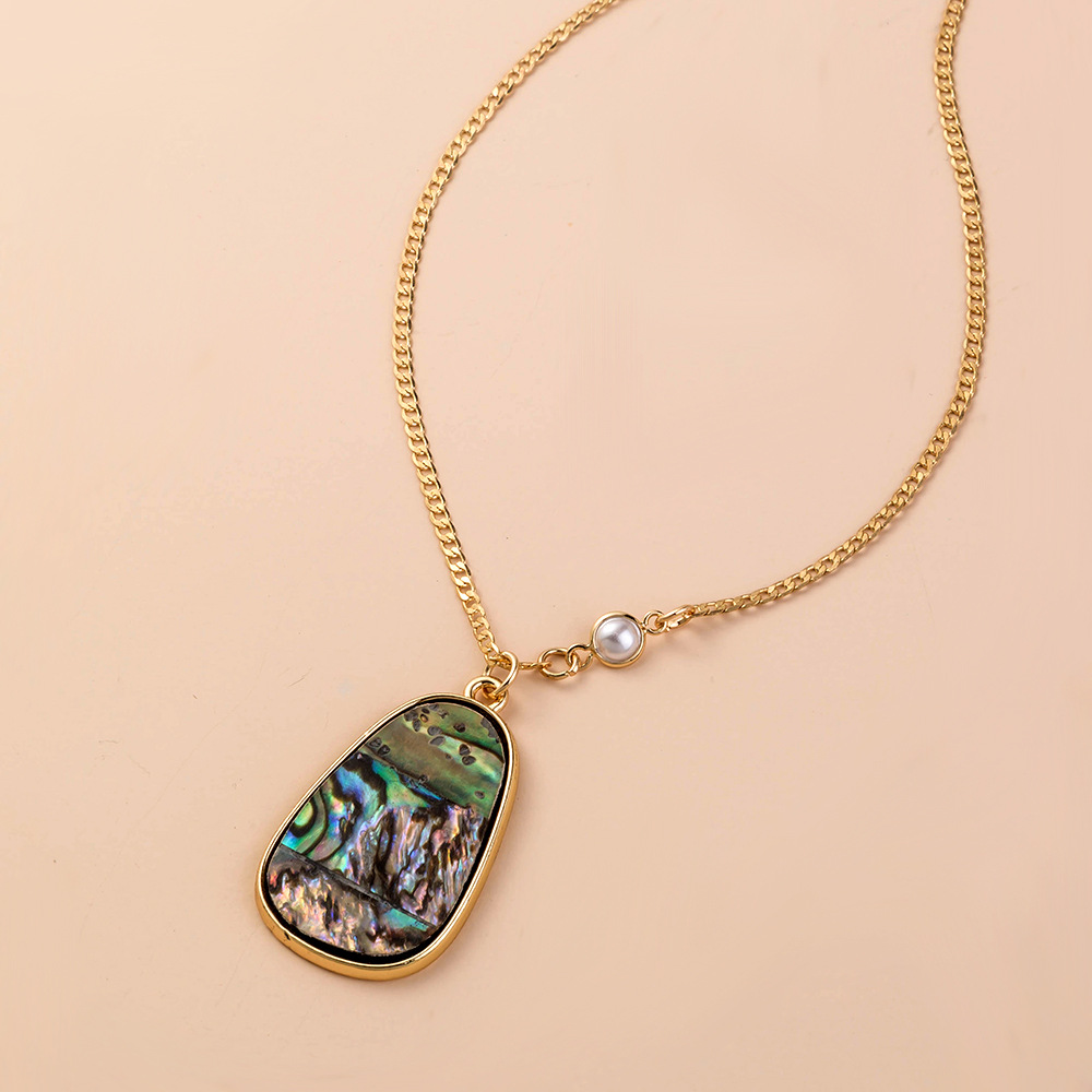 fashion color abalone shell pendant chain necklace