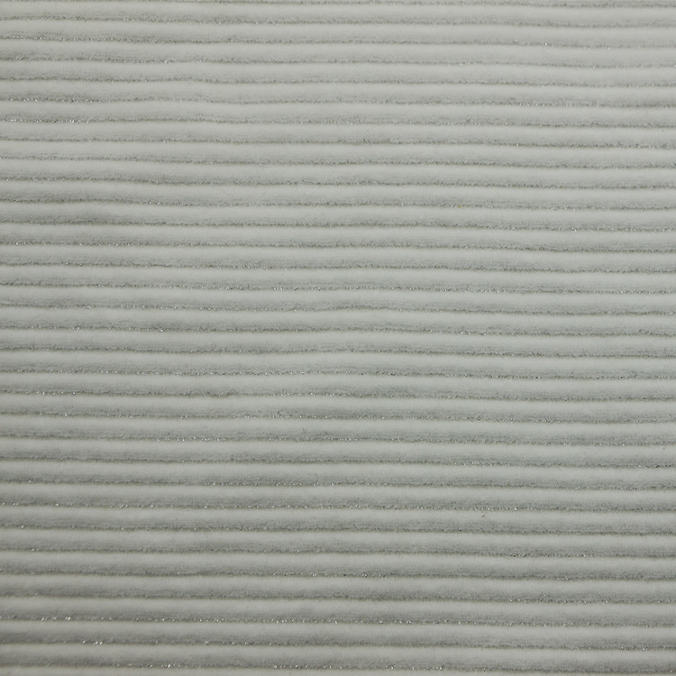 针织纬编运动夹克外套装面料CVC棉涤弹力金银丝氨纶抽条天鹅绒布