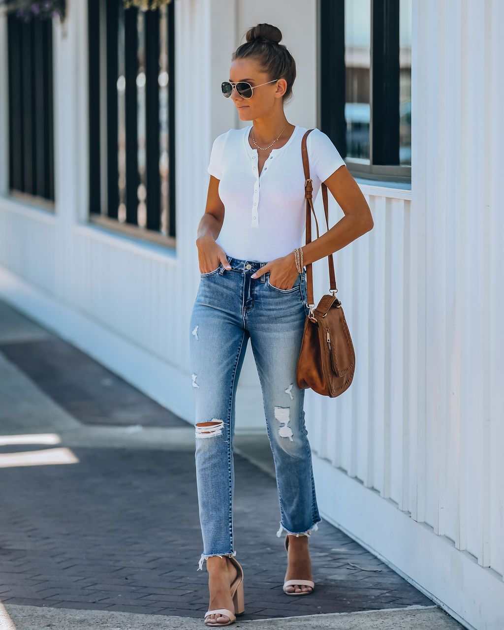 ripped personality raw edge straight jeans NSYD3814
