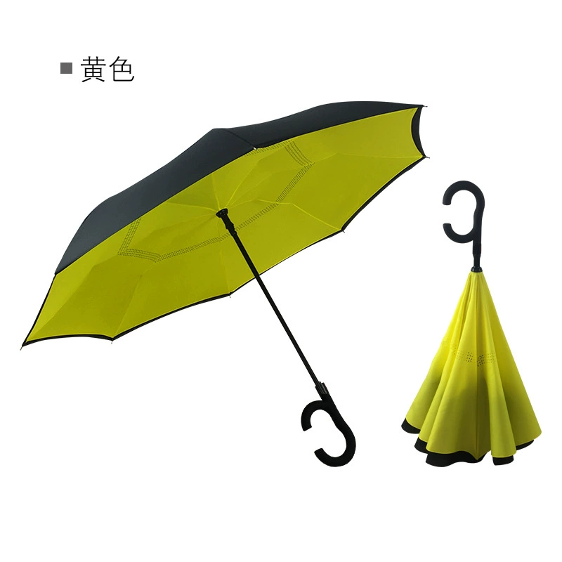 Creative double -layer C -type automatic reverse umbrella avoiding the sun umbrella car fixed rod reverse umbrella ads reverse umbrella