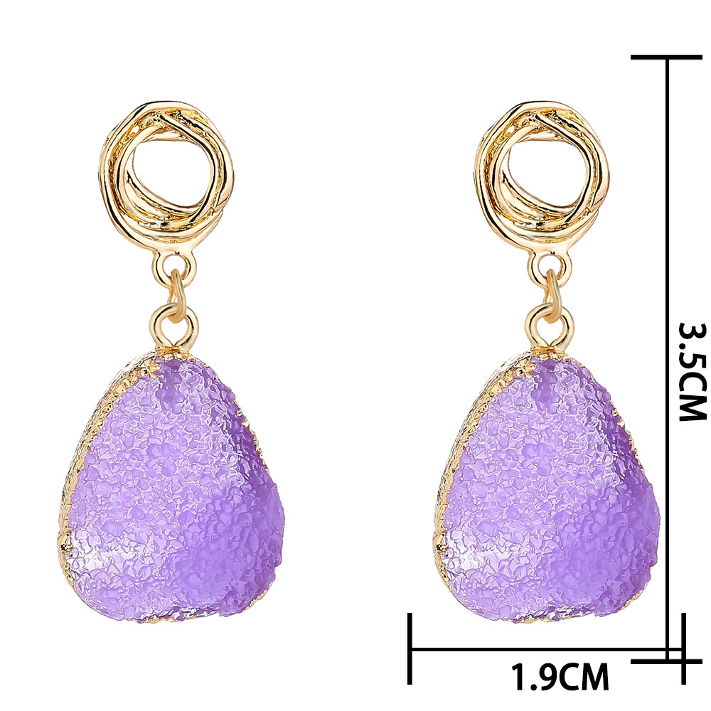 Boucles D&#39;oreilles Goutte D&#39;eau Violettes En Pierre Naturelle Imitation Simple display picture 1