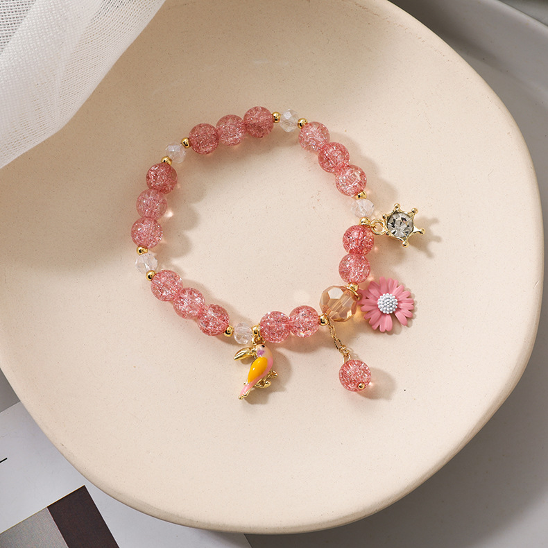 Été Doux Mori Style Marguerite Fleurs Oiseaux Popcorn Cristal Bracelet Dames Filles Cadeau Unique Cercle Bracelet Bijoux display picture 6