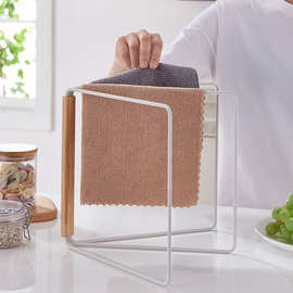 可折叠厨房抹布架毛巾收纳架实木置物架台面卫浴梳妆台洗漱面巾