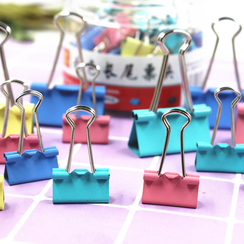 Wholesale Colorful Long-Tail Clips Creative Metal Swallowtail Clips Large and Small Office Stationery Brackets Ticket Holders Bucket Packaging Office and Student Supplies