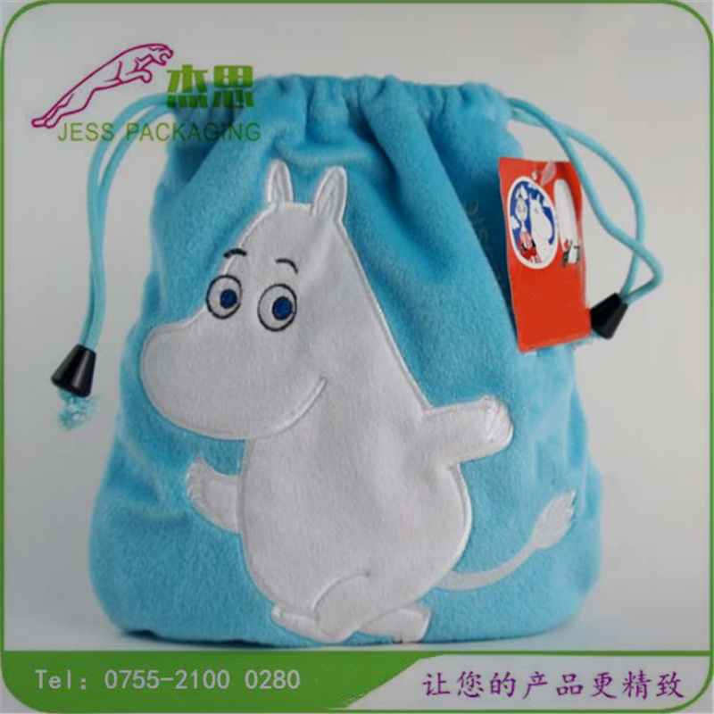 设计新款绒布创意卡通束口袋刺绣儿童零钱包化妆品包量大从优