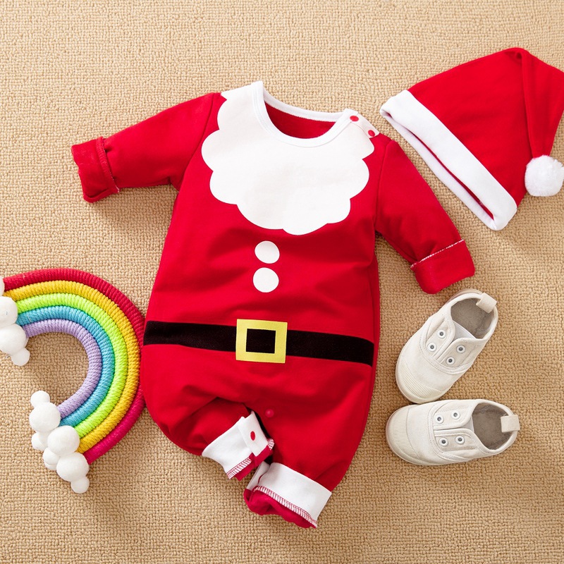 Regular Fit Fit Type Christmas Festival Christmas Fashion Cartoon 100% Cotton Baby Rompers