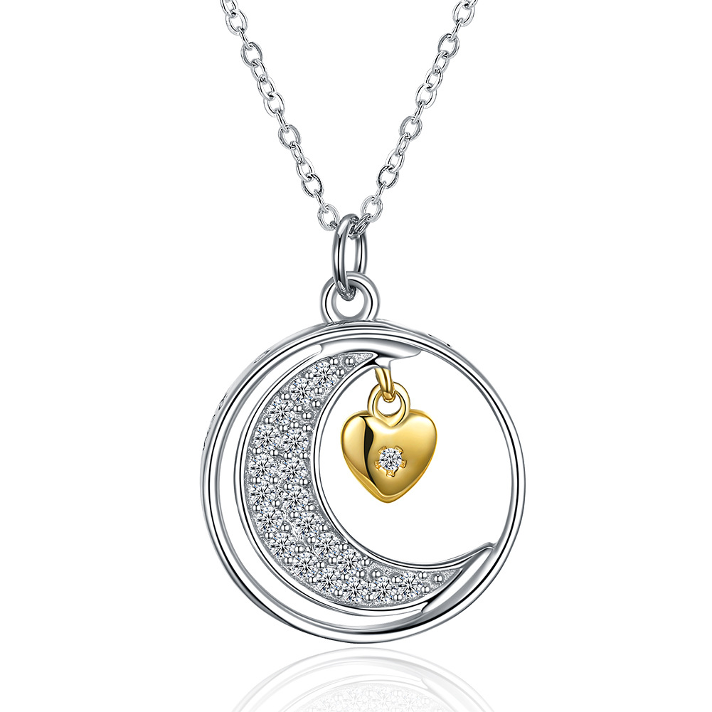 Style Simple Star Lune Argent Sterling Placage Zircon Pendentif 1 Pièce display picture 7