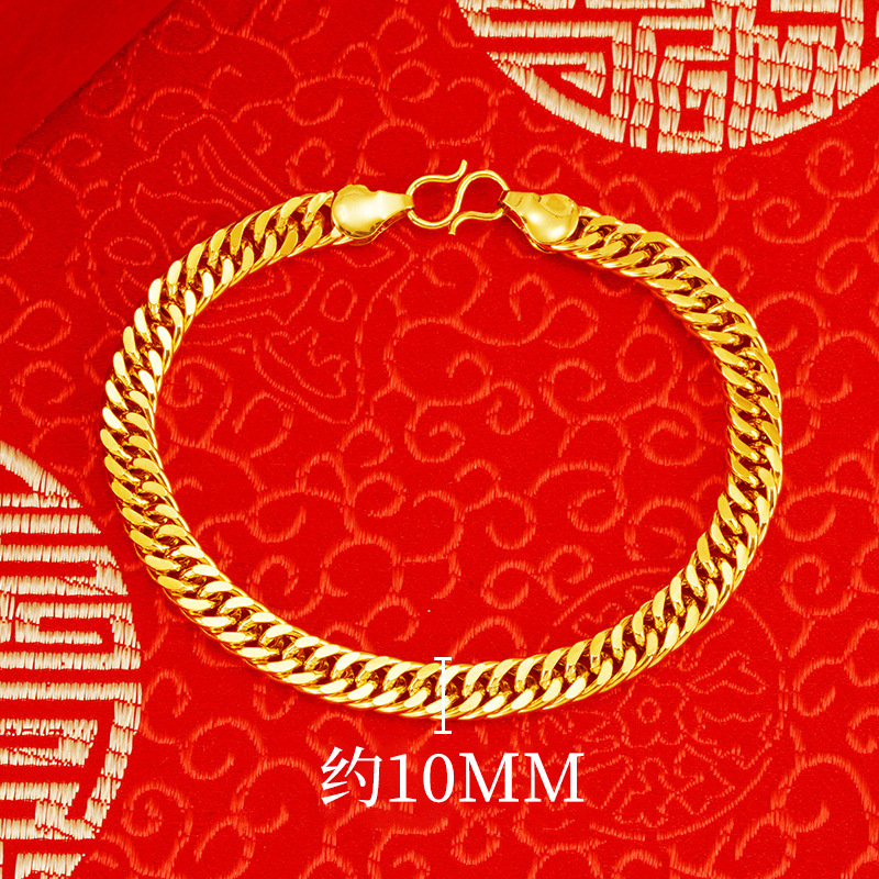 Amazon popular doble hebilla brillante plana Vietnam arena oro pulsera para hombres y mujeres pareja cobre chapado en oro NK pulsera Romana