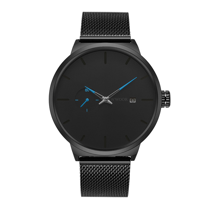 WWOOR Holding Love nuevo reloj de cuarzo de malla de negocios para hombres calendario impermeable reloj redondo cabeza casual Bowl Watch 8872