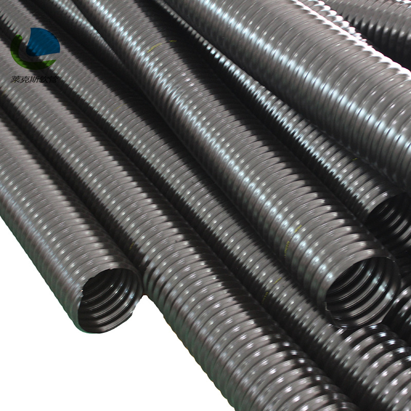 定做黑色PU钢丝管 黑色PU钢丝伸缩吸尘管 耐磨钢丝软管 厂家直销