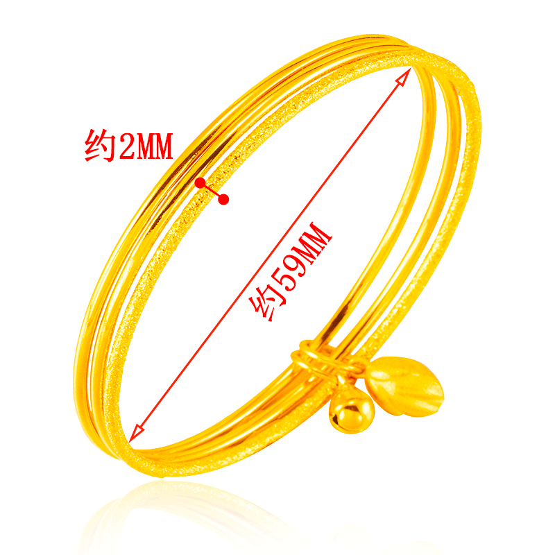 Luz de lujo de imitación 24K oro bobina Lotus Sansheng III pulsera Internet celebridad antigua tienda de oro francés mismo estilo arena pulsera de oro