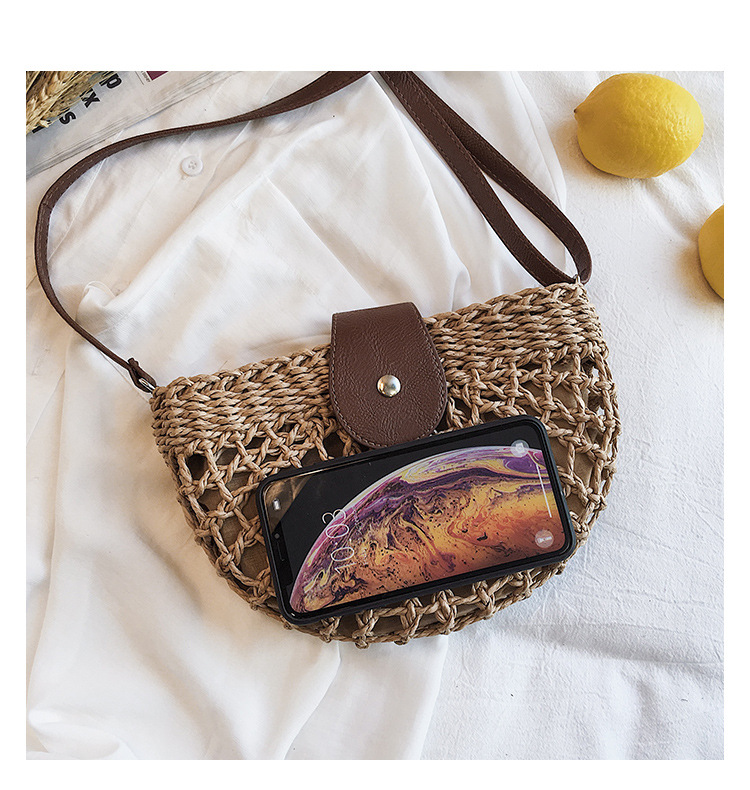 Summer Woven One-shoulder Saddle Fashion Messenger Straw Bag Wholesale display picture 12