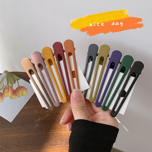 Korea-Japan Style Colorful Single-Strand Duckbill Clip, Women's Simple & Versatile Side Hairclip for Flyaways, Cyber-Influencer–Chic Forest-Style Top Clip