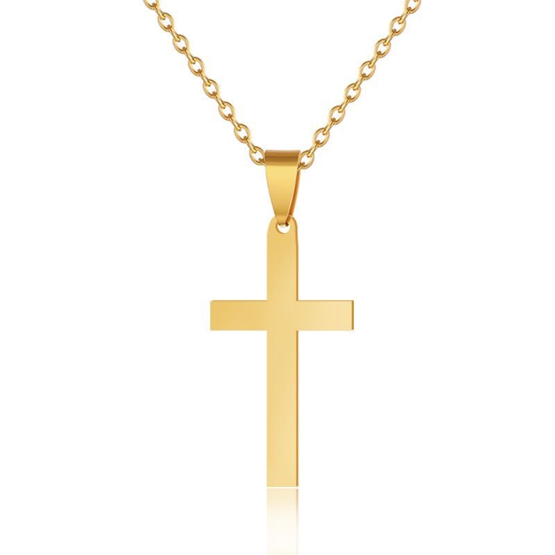 Stainless Steel 18K Gold Plated Modern Style Simple Style Plating Cross None Pendant Necklace Long Necklace display picture 4