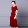 Bubble sleeve lady temperament spring new red dress