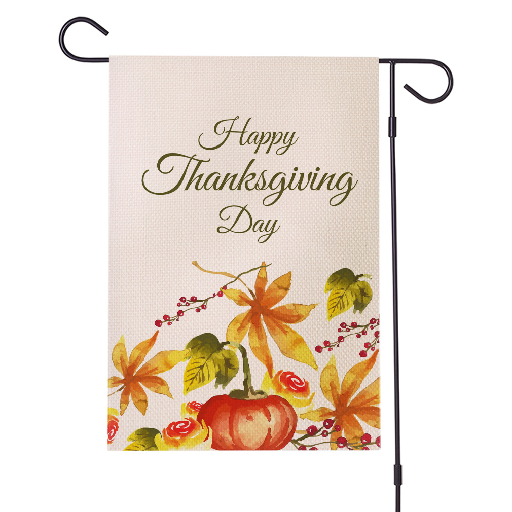 跨境热销  感恩节系列防水亚麻花园旗 双面庭院节日旗 支持定制