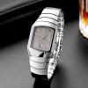 Classic retro rectangular ultra thin quartz men's watch, Tungsten steel, Switzerland