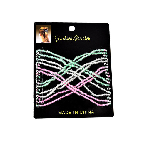 Cross-border string bead stylish versatile magic hair comb women's headwear elastic double row insert hair pin curler